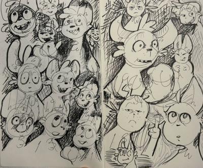 Anxiety Doodles, Doodles to help me get through some anxiety while in public. Midorio md
blank sketchbook with uni ball pens
